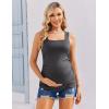 image:imageEkouaer Maternity Tank Tops 3 Pack Square Neck Pregnancy Shirts for Women Summer Ruched Side Sleeveless Pregnant Clothes TopDark GreyWhiteBlack