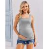 image:imageEkouaer Maternity Tank Tops 3 Pack Square Neck Pregnancy Shirts for Women Summer Ruched Side Sleeveless Pregnant Clothes TopLight GreyBeigeBlack