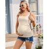 image:imageEkouaer Maternity Tank Tops 3 Pack Square Neck Pregnancy Shirts for Women Summer Ruched Side Sleeveless Pregnant Clothes TopLight GreyBeigeBlack