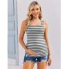 image:imageEkouaer Maternity Tank Tops 3 Pack Square Neck Pregnancy Shirts for Women Summer Ruched Side Sleeveless Pregnant Clothes TopLight GreyWhite StripedBlack
