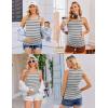 image:imageEkouaer Maternity Tank Tops 3 Pack Square Neck Pregnancy Shirts for Women Summer Ruched Side Sleeveless Pregnant Clothes TopWhite StripedBlack StripedBrown Striped