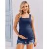 image:imageEkouaer Maternity Tank Tops 3 Pack Square Neck Pregnancy Shirts for Women Summer Ruched Side Sleeveless Pregnant Clothes TopWineNavy BlueBlack