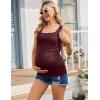 image:imageEkouaer Maternity Tank Tops 3 Pack Square Neck Pregnancy Shirts for Women Summer Ruched Side Sleeveless Pregnant Clothes TopWineNavy BlueBlack