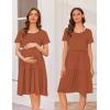image:imageEkouaer Nursing Dress Summer Short Sleeve Breastfeeding Casual Knee Length Maternity Dresses SXXLCaramel