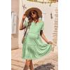 image:imageEkouaer Nursing Dress Summer Short Sleeve Breastfeeding Casual Knee Length Maternity Dresses SXXLGreen Floral