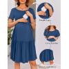 image:imageEkouaer Nursing Dress Summer Short Sleeve Breastfeeding Casual Knee Length Maternity Dresses SXXLGrey Blue