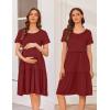 image:imageEkouaer Nursing Dress Summer Short Sleeve Breastfeeding Casual Knee Length Maternity Dresses SXXLWine Red