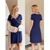 image:imageEkouaer Nursing Nightgown Delivery and Labor Gown for Hospital Short Sleeve Maternity Breastfeeding DressA Navy Blue