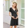 image:imageEkouaer Nursing Nightgown Delivery and Labor Gown for Hospital Short Sleeve Maternity Breastfeeding DressBlack