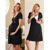 image:imageEkouaer Nursing Nightgown Delivery and Labor Gown for Hospital Short Sleeve Maternity Breastfeeding DressBlack