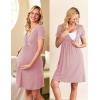 image:imageEkouaer Nursing Nightgown Delivery and Labor Gown for Hospital Short Sleeve Maternity Breastfeeding DressDusty Rose