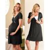image:imageEkouaer Nursing Nightgown Delivery and Labor Gown for Hospital Short Sleeve Maternity Breastfeeding DressHeather Dark Gray