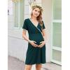 image:imageEkouaer Nursing Nightgown Delivery and Labor Gown for Hospital Short Sleeve Maternity Breastfeeding DressHuntergreen