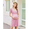 image:imageEkouaer Nursing Nightgown Delivery and Labor Gown for Hospital Short Sleeve Maternity Breastfeeding DressMisty Rose