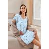 image:imageEkouaer Nursing Nightgown Labor and Delivery Gown Hospital Breastfeeding Dress for Women Short Sleeve Maternity SleepwearBlue Star