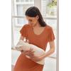 image:imageEkouaer Nursing Nightgown Labor and Delivery Gown Hospital Breastfeeding Dress for Women Short Sleeve Maternity SleepwearBrick Red
