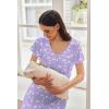 image:imageEkouaer Nursing Nightgown Labor and Delivery Gown Hospital Breastfeeding Dress for Women Short Sleeve Maternity SleepwearFloral Purple