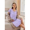 image:imageEkouaer Nursing Nightgown Labor and Delivery Gown Hospital Breastfeeding Dress for Women Short Sleeve Maternity SleepwearFloral Purple