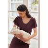 image:imageEkouaer Nursing Nightgown Labor and Delivery Gown Hospital Breastfeeding Dress for Women Short Sleeve Maternity SleepwearMaroon Red