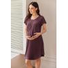 image:imageEkouaer Nursing Nightgown Labor and Delivery Gown Hospital Breastfeeding Dress for Women Short Sleeve Maternity SleepwearMaroon Red