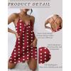 image:imageEkouaer Satin Nightgown Silk Full Slip Dress Woman Sleepwear Lingerie Dress Silk Mini Slip Chemise Nightgown SXXLLove Print Red