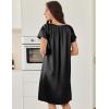 image:imageEkouaer Satin Nightgowns for Women 2 Pack Silk Nightgown Pleated Loose Night Shirts Short Sleeve Sleep ShirtsBlue GreenBlack