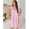 image:imageEkouaer Satin Nightgowns for Women 2 Pack Silk Nightgown Pleated Loose Night Shirts Short Sleeve Sleep ShirtsBlue GreenDark Pink