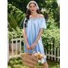 image:imageEkouaer Satin Nightgowns for Women 2 Pack Silk Nightgown Pleated Loose Night Shirts Short Sleeve Sleep ShirtsBlue GreenLight Blue