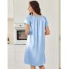 image:imageEkouaer Satin Nightgowns for Women 2 Pack Silk Nightgown Pleated Loose Night Shirts Short Sleeve Sleep ShirtsBlue GreenLight Blue