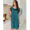image:imageEkouaer Satin Nightgowns for Women 2 Pack Silk Nightgown Pleated Loose Night Shirts Short Sleeve Sleep ShirtsBlue GreenLight Blue
