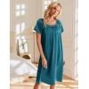 image:imageEkouaer Satin Nightgowns for Women 2 Pack Silk Nightgown Pleated Loose Night Shirts Short Sleeve Sleep ShirtsBlue GreenLight Blue
