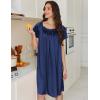 image:imageEkouaer Satin Nightgowns for Women 2 Pack Silk Nightgown Pleated Loose Night Shirts Short Sleeve Sleep ShirtsBlue GreenNavy Blue