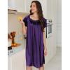 image:imageEkouaer Satin Nightgowns for Women 2 Pack Silk Nightgown Pleated Loose Night Shirts Short Sleeve Sleep ShirtsBlue GreenPurple
