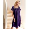image:imageEkouaer Satin Nightgowns for Women 2 Pack Silk Nightgown Pleated Loose Night Shirts Short Sleeve Sleep ShirtsBlue GreenPurple