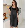 image:imageEkouaer Satin Nightgowns for Women 2 Pack Silk Nightgown Pleated Loose Night Shirts Short Sleeve Sleep ShirtsPinkBlack