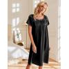 image:imageEkouaer Satin Nightgowns for Women 2 Pack Silk Nightgown Pleated Loose Night Shirts Short Sleeve Sleep ShirtsPinkBlack