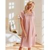 image:imageEkouaer Satin Nightgowns for Women 2 Pack Silk Nightgown Pleated Loose Night Shirts Short Sleeve Sleep ShirtsPinkBlue Green