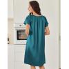 image:imageEkouaer Satin Nightgowns for Women 2 Pack Silk Nightgown Pleated Loose Night Shirts Short Sleeve Sleep ShirtsPinkBlue Green