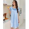 image:imageEkouaer Satin Nightgowns for Women 2 Pack Silk Nightgown Pleated Loose Night Shirts Short Sleeve Sleep ShirtsPinkLight Blue