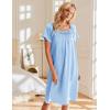 image:imageEkouaer Satin Nightgowns for Women 2 Pack Silk Nightgown Pleated Loose Night Shirts Short Sleeve Sleep ShirtsPinkLight Blue