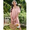 image:imageEkouaer Satin Nightgowns for Women 2 Pack Silk Nightgown Pleated Loose Night Shirts Short Sleeve Sleep ShirtsPinkNavy Blue