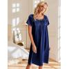 image:imageEkouaer Satin Nightgowns for Women 2 Pack Silk Nightgown Pleated Loose Night Shirts Short Sleeve Sleep ShirtsPinkNavy Blue