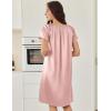 image:imageEkouaer Satin Nightgowns for Women 2 Pack Silk Nightgown Pleated Loose Night Shirts Short Sleeve Sleep ShirtsPinkNavy Blue