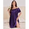 image:imageEkouaer Satin Nightgowns for Women 2 Pack Silk Nightgown Pleated Loose Night Shirts Short Sleeve Sleep ShirtsPinkPurple