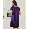 image:imageEkouaer Satin Nightgowns for Women 2 Pack Silk Nightgown Pleated Loose Night Shirts Short Sleeve Sleep ShirtsPinkPurple
