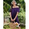 image:imageEkouaer Satin Nightgowns for Women 2 Pack Silk Nightgown Pleated Loose Night Shirts Short Sleeve Sleep ShirtsPinkPurple