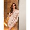 image:imageEkouaer Satin Nightgowns for Women Button Down Sleep Shirt Silk Night Shirt Long Sleeve Boyfriend Sleepwear S3XLBeige
