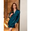 image:imageEkouaer Satin Nightgowns for Women Button Down Sleep Shirt Silk Night Shirt Long Sleeve Boyfriend Sleepwear S3XLDeep Green