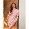 image:imageEkouaer Satin Nightgowns for Women Button Down Sleep Shirt Silk Night Shirt Long Sleeve Boyfriend Sleepwear S3XLLight Pink