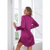image:imageEkouaer Satin Nightgowns for Women Button Down Sleep Shirt Silk Night Shirt Long Sleeve Boyfriend Sleepwear S3XLPurple